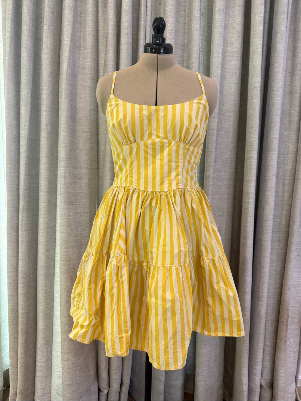 Yellow and White Stripe Women's Dress Kimchi Blue